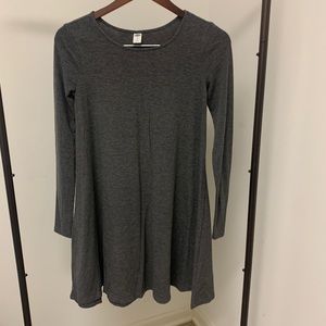 Grey A Line Long Sleeve Cotton Dress Old Navy XS
